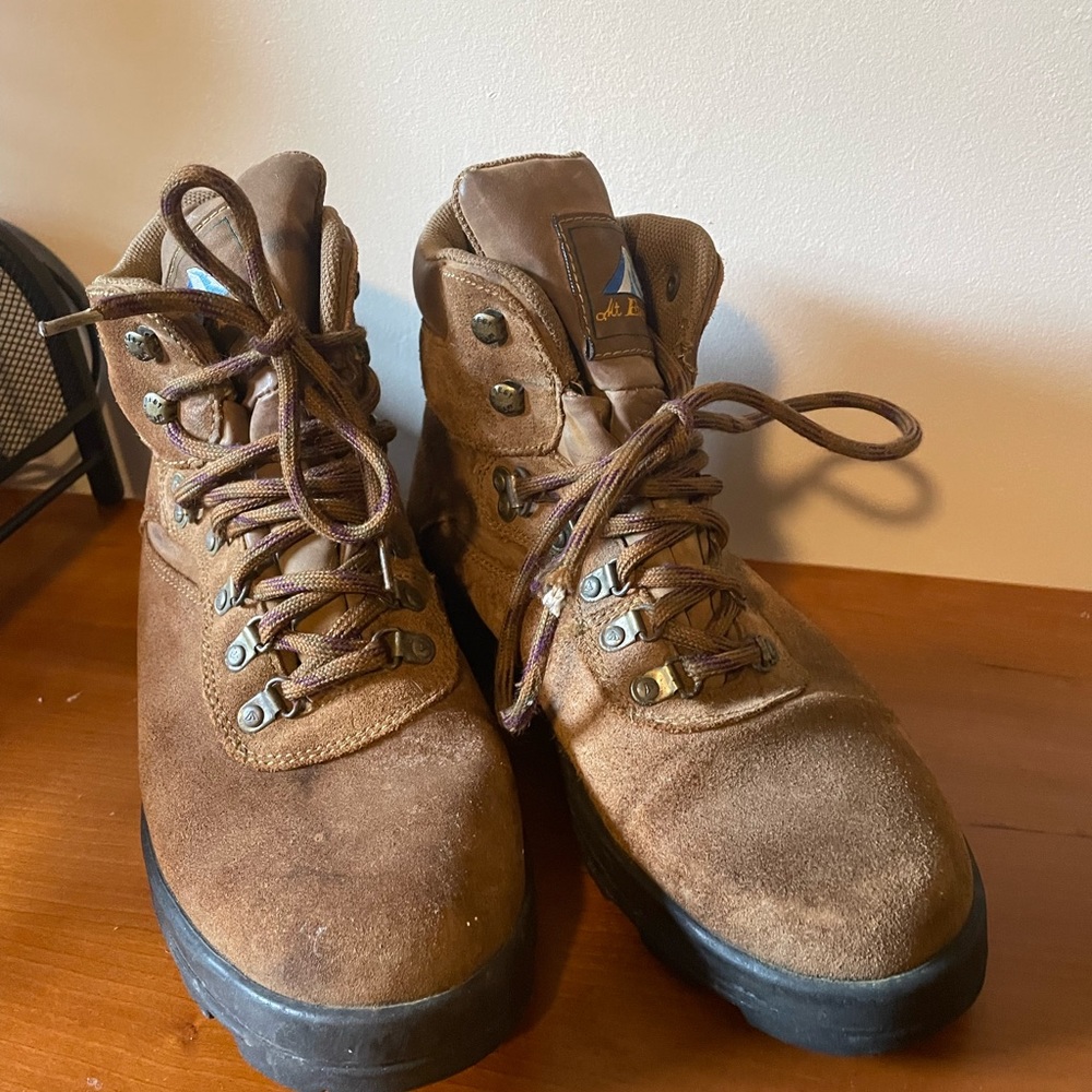 Brown hiking boots